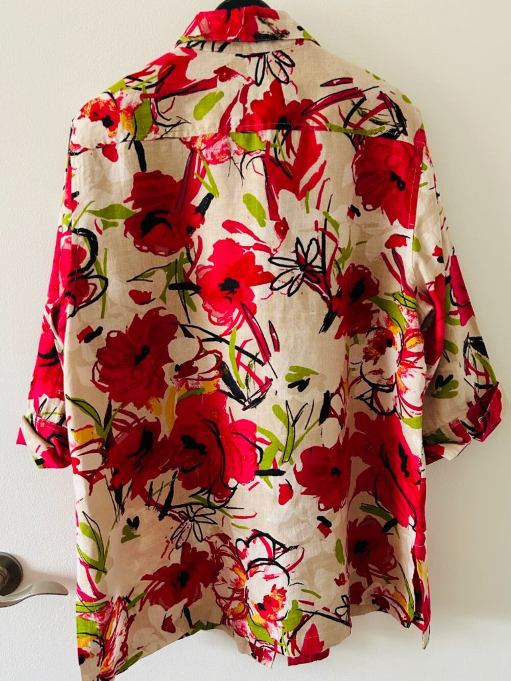 Chico's LInen Floral Tunic Shirt - Size 2 - Picture 4 of 5